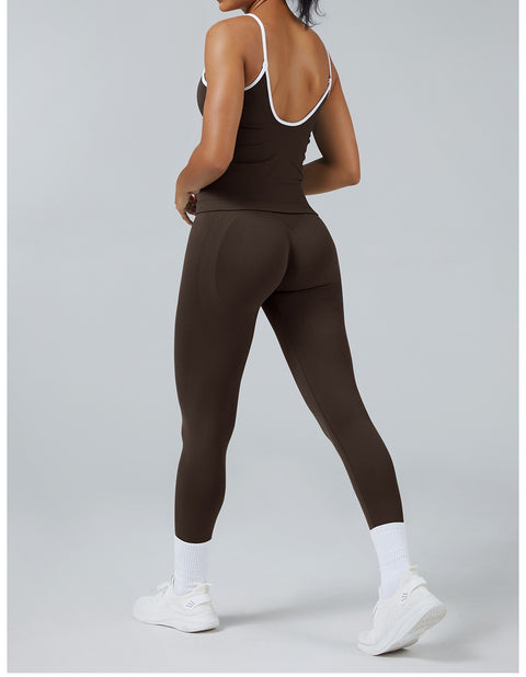 Leggings Line Caffè con la canotta, indossato (1)