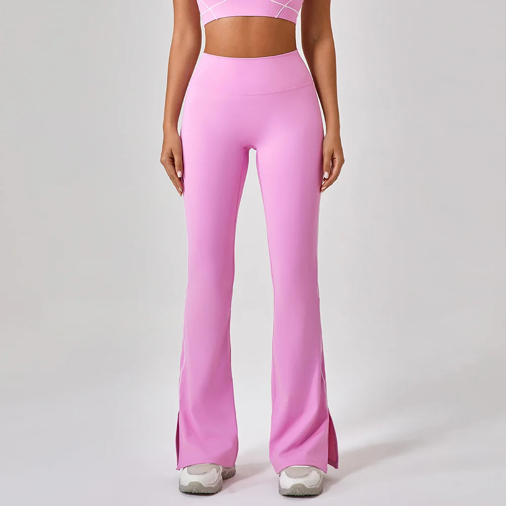 Completo Sportivo Reggiseno e Pantalone a Zampa con Cuciture a Contrasto