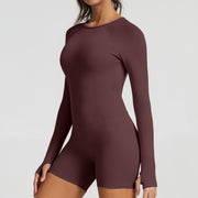 Short Long-Sleeve Jumpsuit Sculptline™ Classic — Second Skin | Dark Coffee