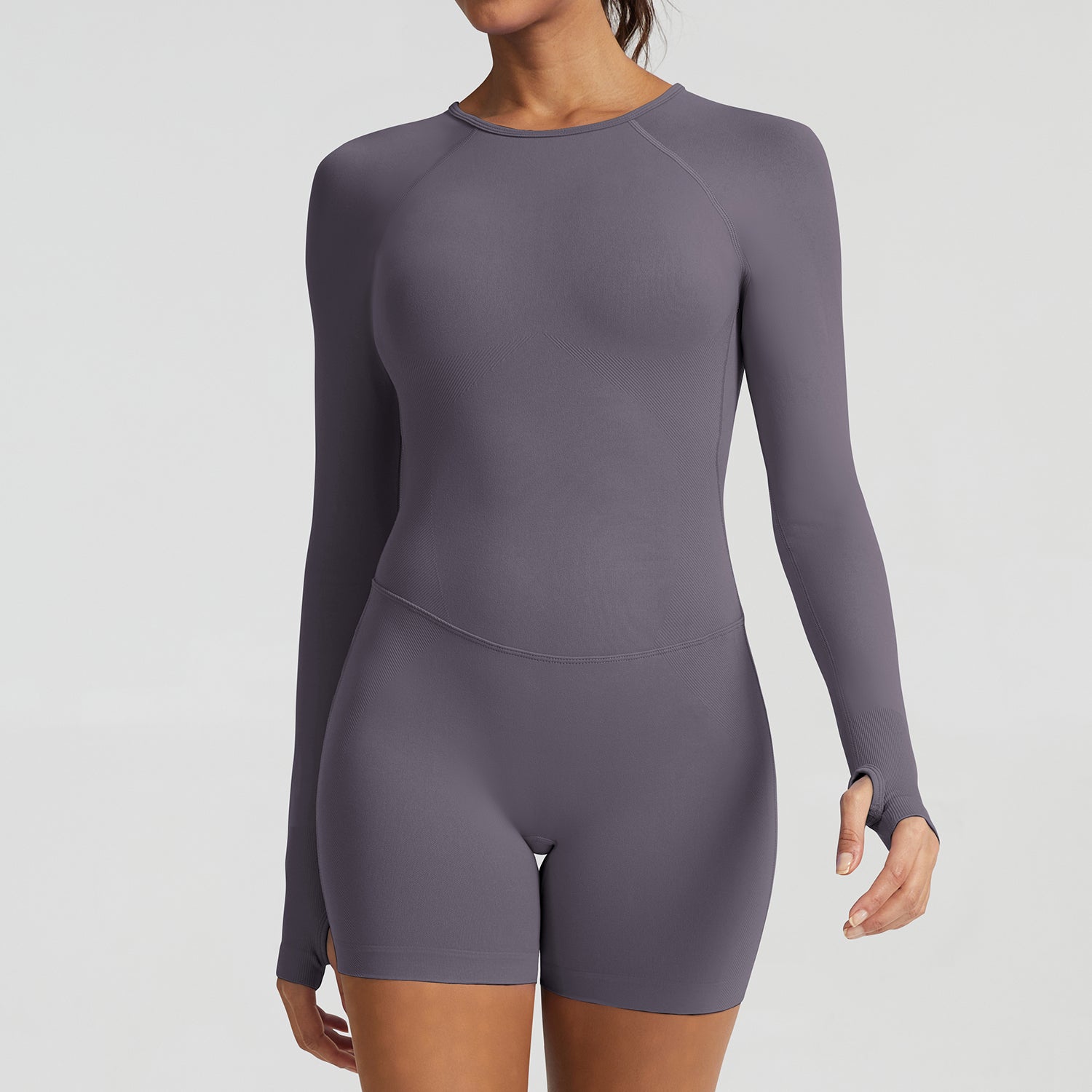 Body manica lunga seamless Sculptline, colore Grigio Fungo
