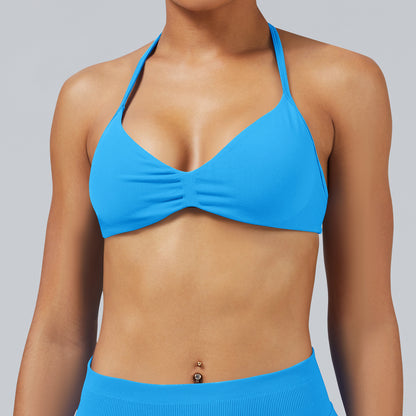 Reggiseno seamless con spalline sottili Sculptline, colore Blu Glaciale