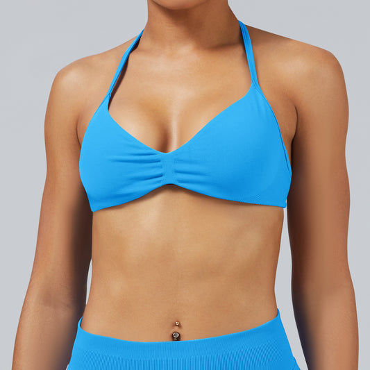 Reggiseno seamless con spalline sottili Sculptline, colore Blu Glaciale