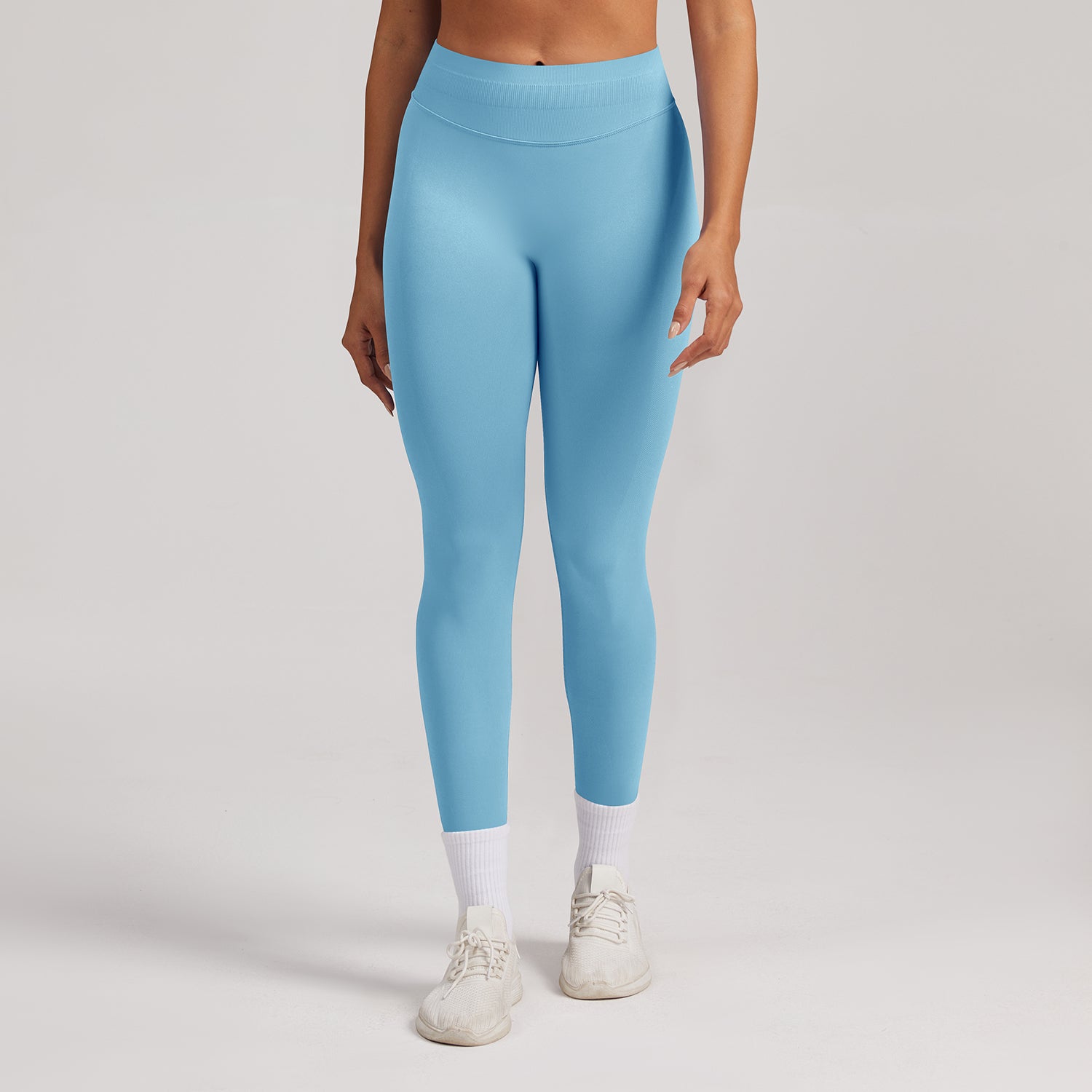 Leggings seamless a vita alta Sculptline, colore Celeste