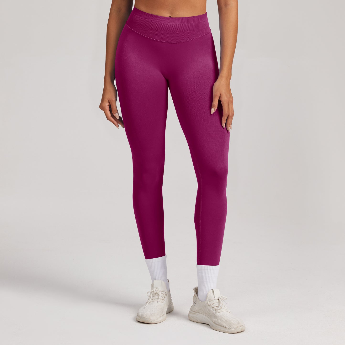 Leggings seamless a vita alta Sculptline, colore Rosso Bacca