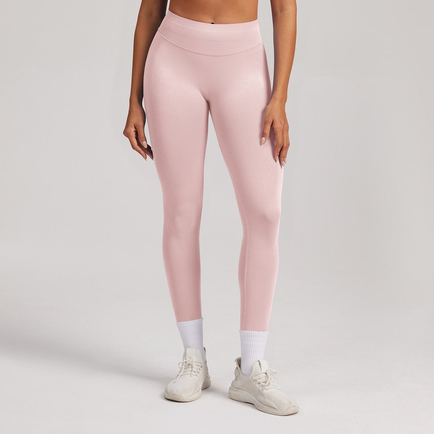 Leggings seamless a vita alta Sculptline, colore Rosa Perla