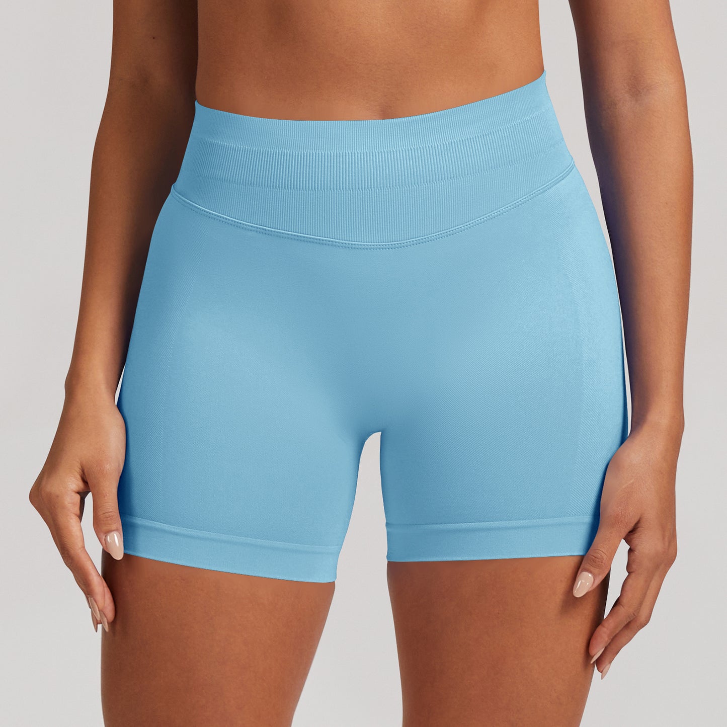 Short seamless a vita alta Sculptline, colore Celeste