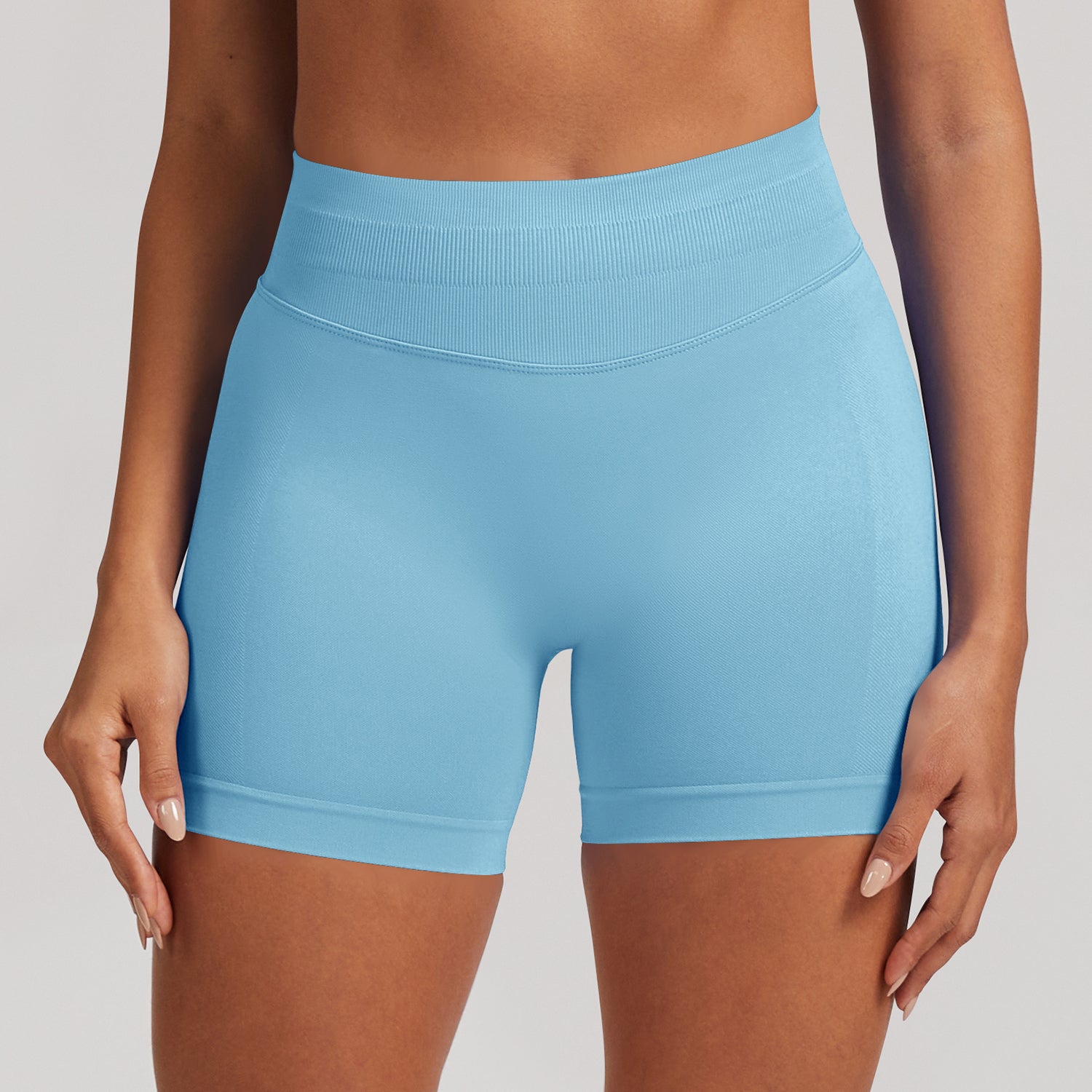 Short seamless a vita alta Sculptline, colore Celeste