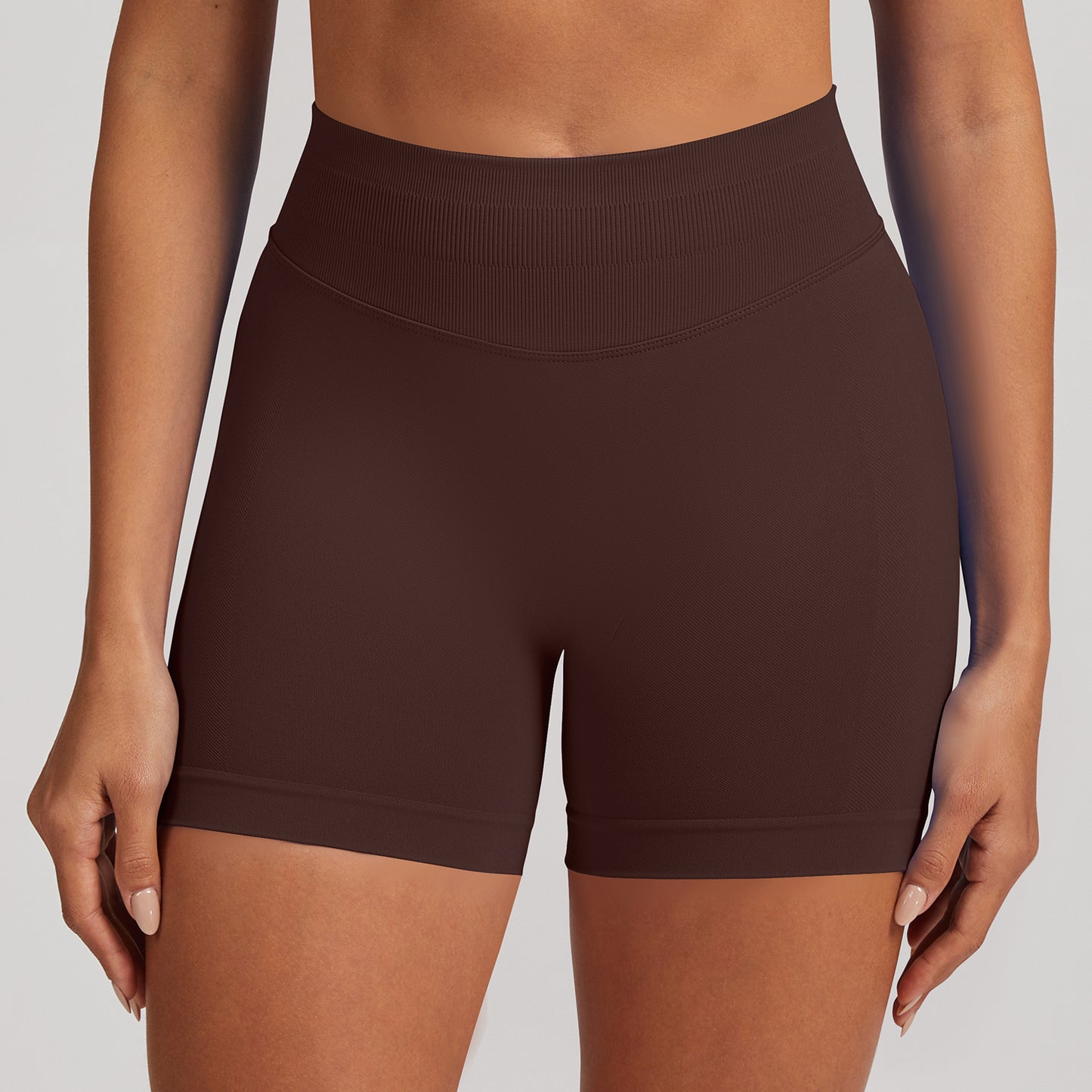 Short seamless a vita alta Sculptline, colore Marrone Scuro