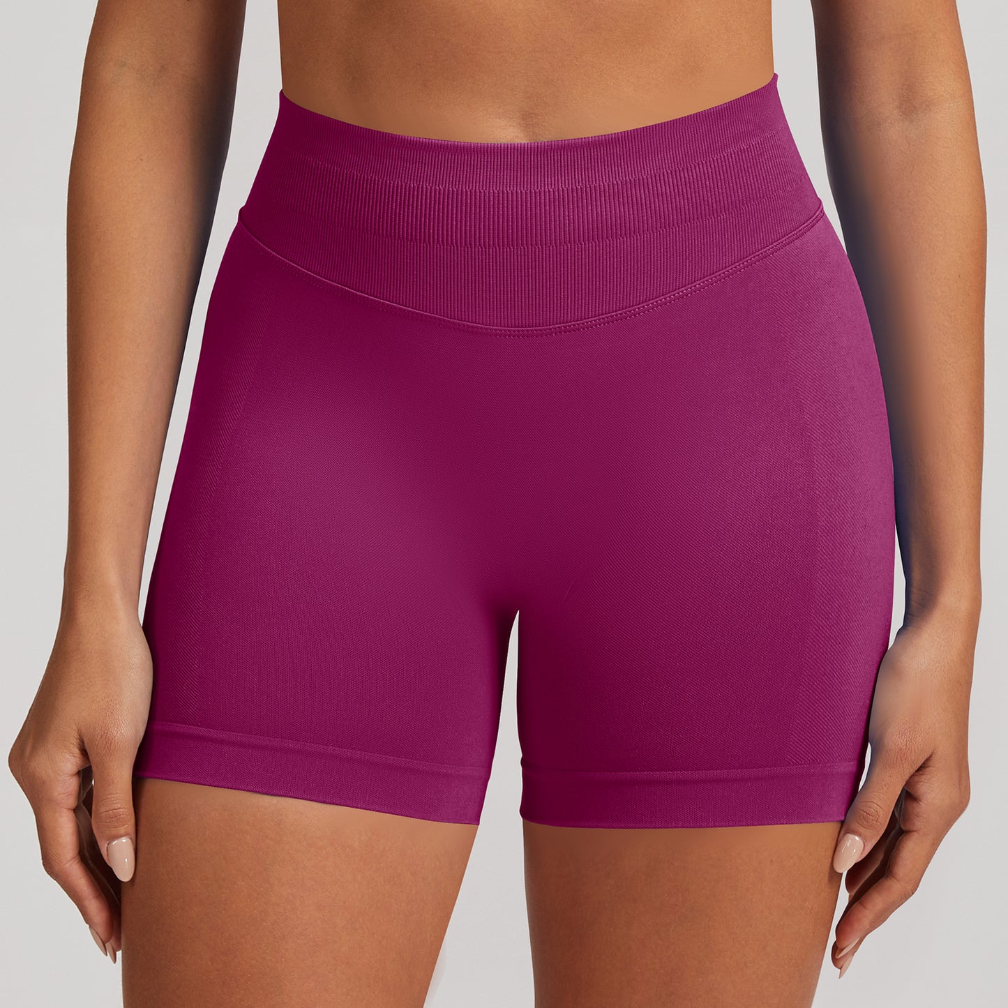 Short seamless a vita alta Sculptline, colore Rosso Bacca