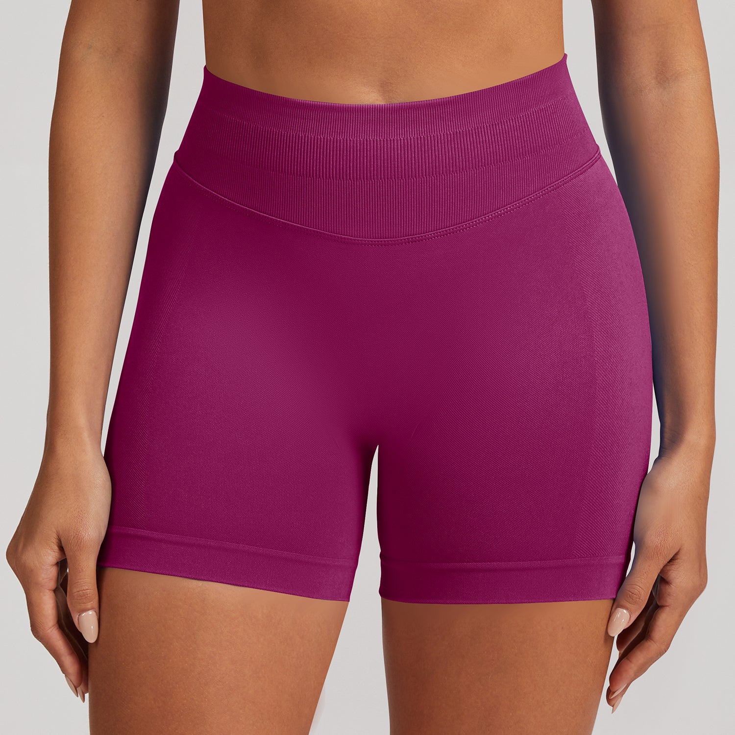 Short seamless a vita alta Sculptline, colore Rosso Bacca