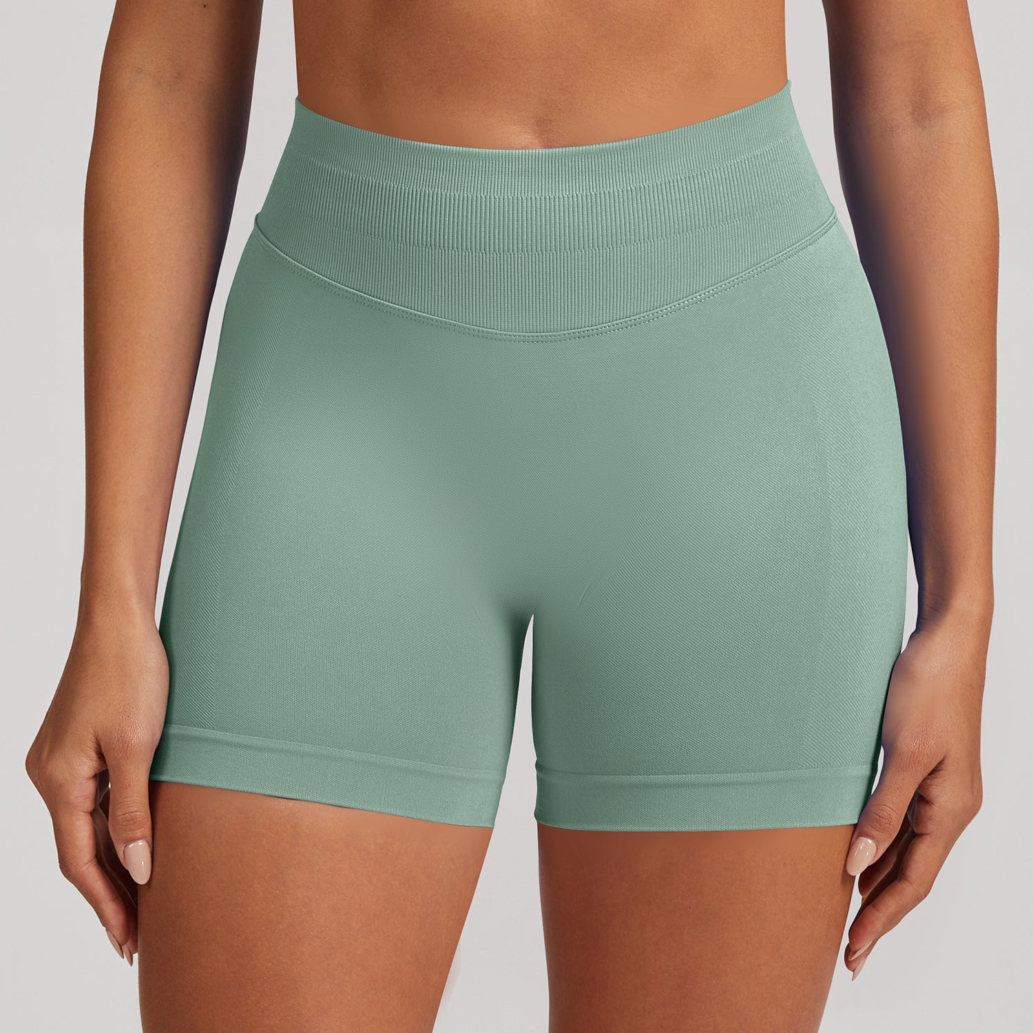 Short seamless a vita alta Sculptline, colore Verde Palma