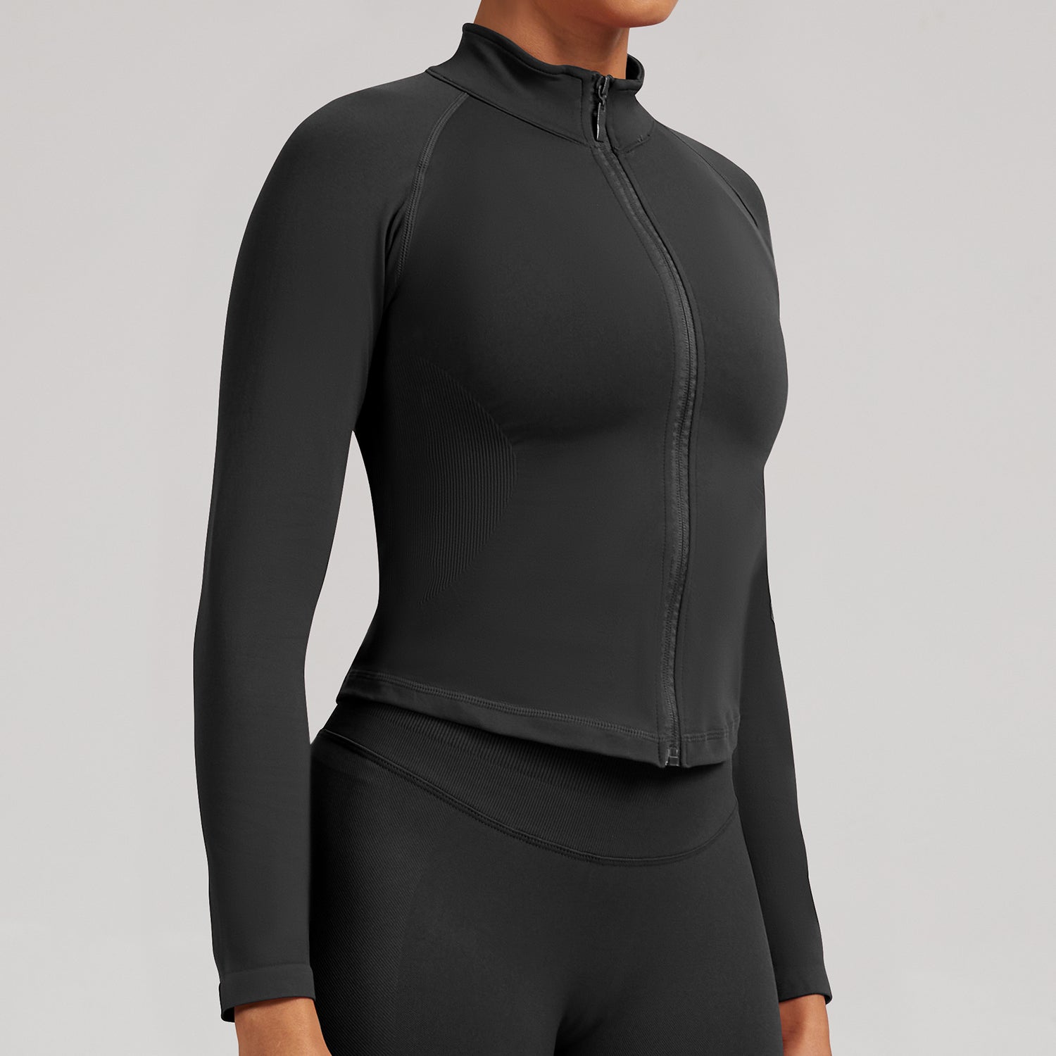 Giacca zip seamless Sculptline, colore Nero