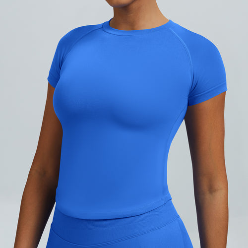 T-shirt seamless a maniche corte Sculptline, colore Blu Elettrico