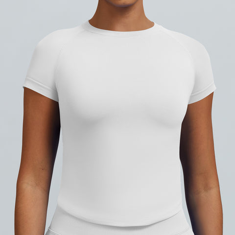 T-shirt seamless a maniche corte Sculptline, colore Bianco
