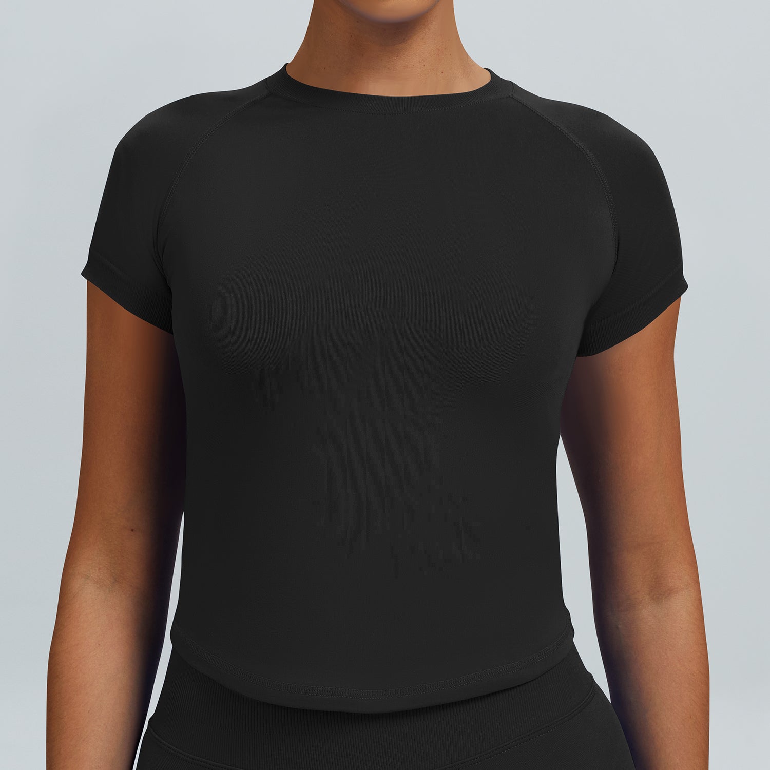 T-shirt seamless a maniche corte Sculptline, colore Nero