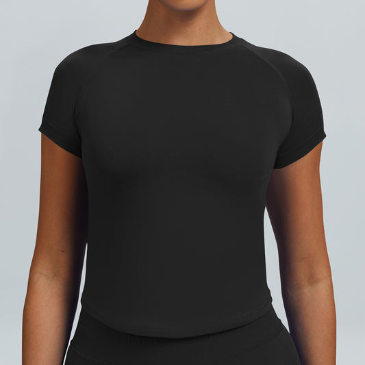 T-shirt seamless a maniche corte Sculptline, colore Nero