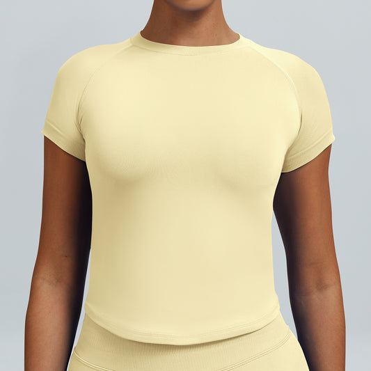 T-shirt seamless a maniche corte Sculptline, colore Burro