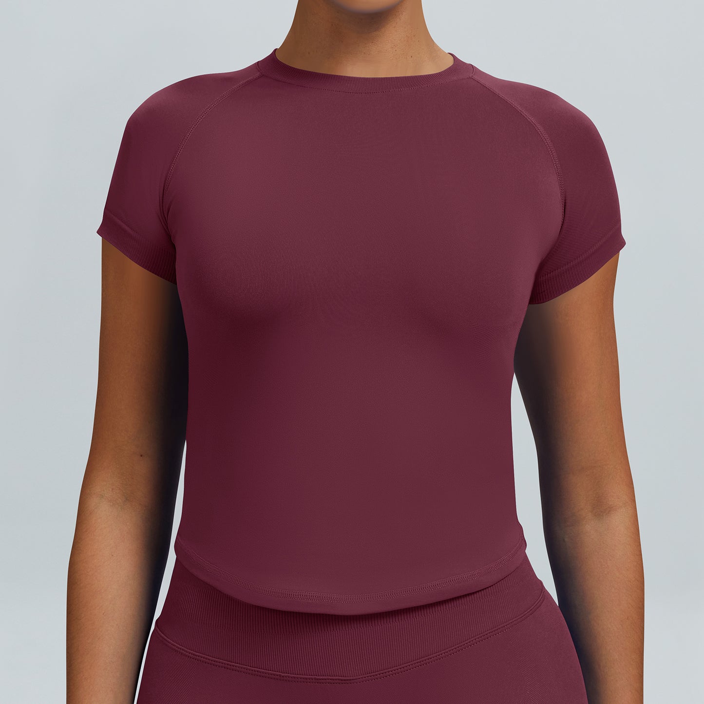 T-shirt seamless a maniche corte Sculptline, colore Bordeaux