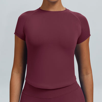 T-shirt seamless a maniche corte Sculptline, colore Bordeaux