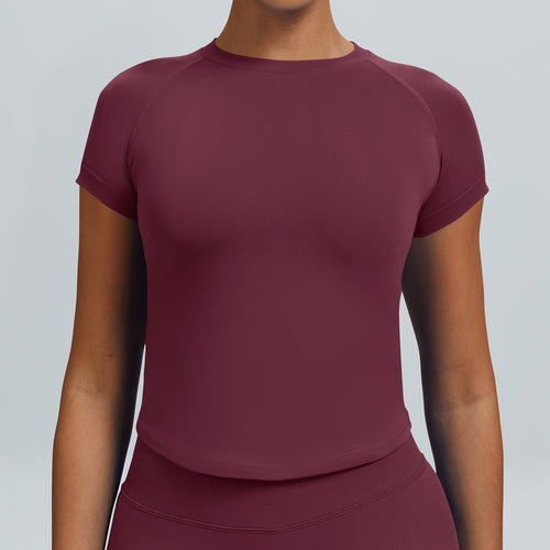 T-shirt seamless a maniche corte Sculptline, colore Bordeaux