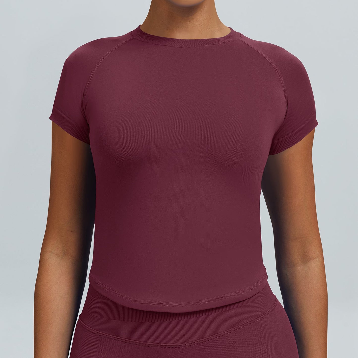 T-shirt seamless a maniche corte Sculptline, colore Bordeaux