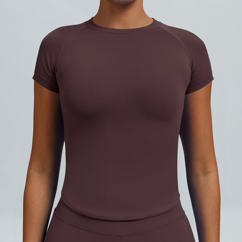 T-shirt seamless a maniche corte Sculptline, colore Caffè Scuro