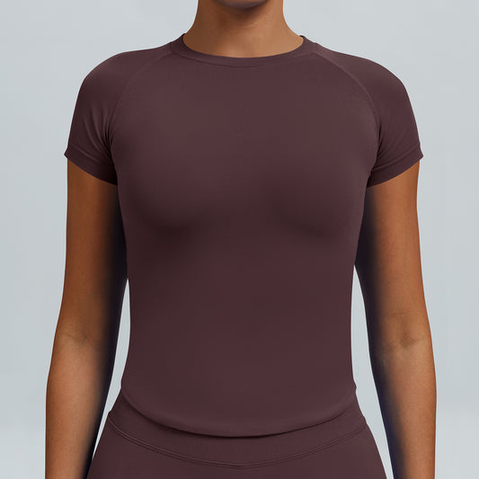 T-shirt seamless a maniche corte Sculptline, colore Caffè Scuro