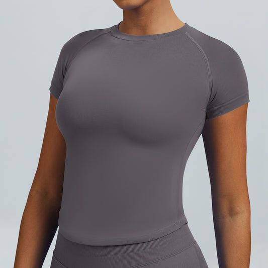 T-shirt seamless a maniche corte Sculptline, colore Grigio Fungo