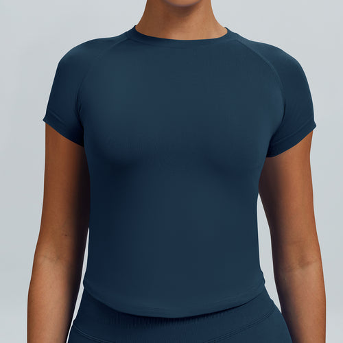 T-shirt seamless a maniche corte Sculptline, colore Blu Inchiostro