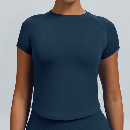 T-shirt seamless a maniche corte Sculptline, colore Blu Inchiostro