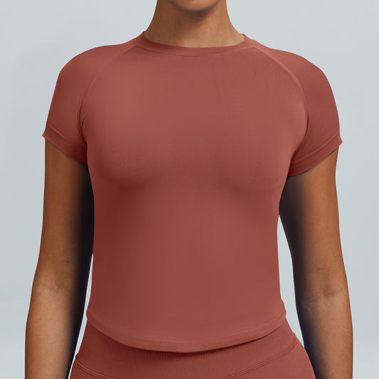 T-shirt seamless a maniche corte Sculptline, colore Rame Caramello