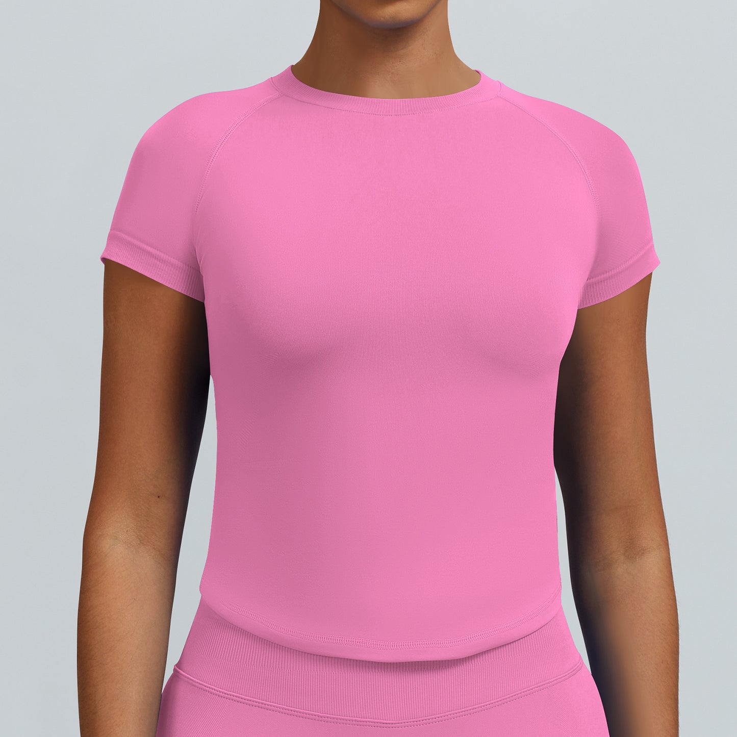 T-shirt seamless a maniche corte Sculptline, colore Rosa Fiore