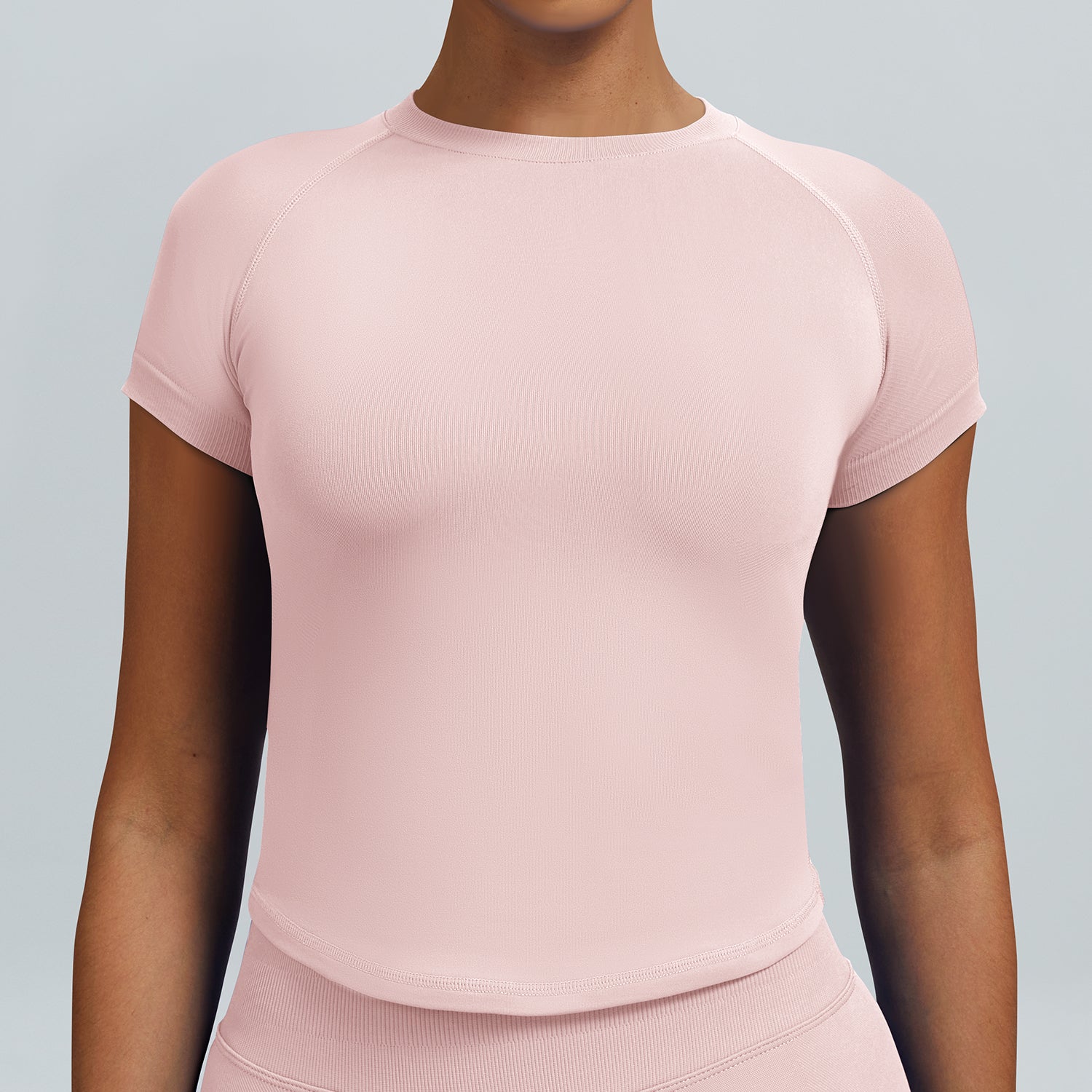 T-shirt seamless a maniche corte Sculptline, colore Rosa Perla