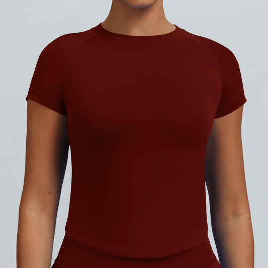 T-shirt seamless a maniche corte Sculptline, colore Rosso Vino