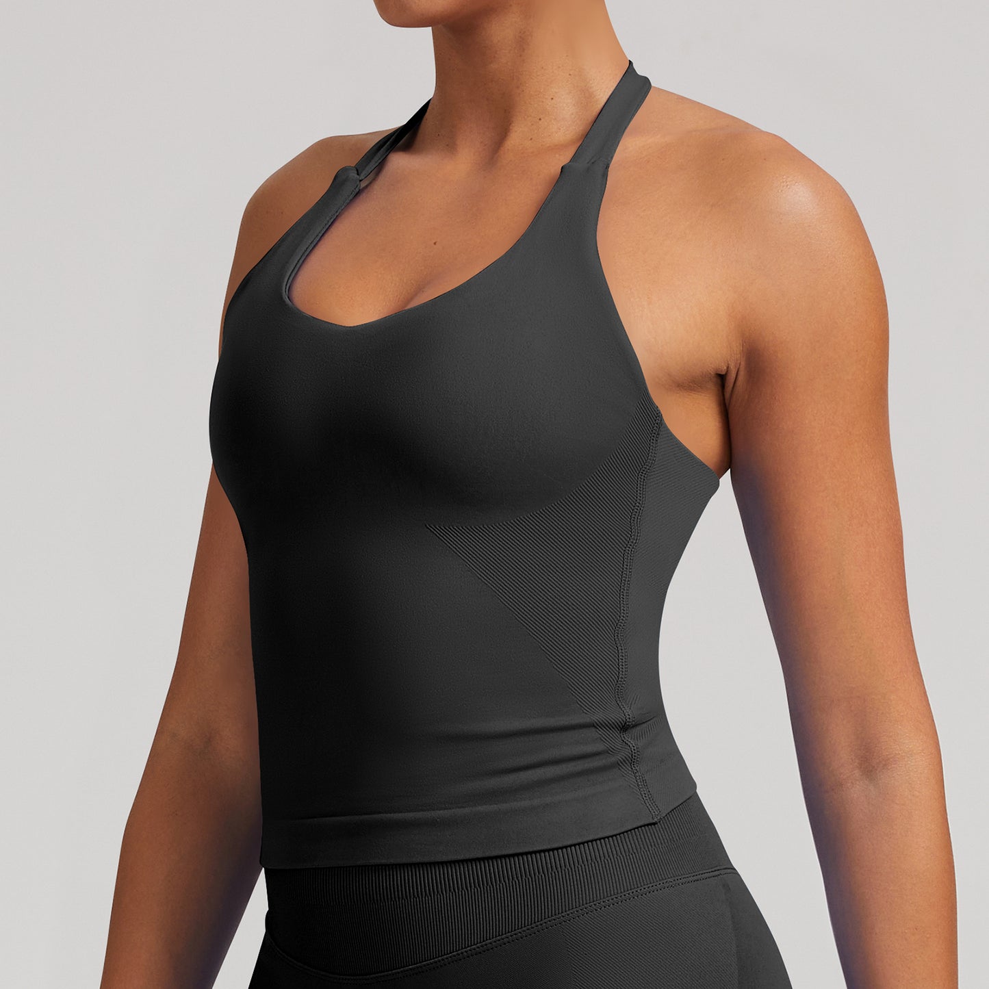Canotta seamless con spalline larghe Sculptline, colore Nero