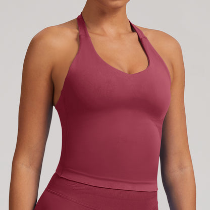 Canotta seamless con spalline larghe Sculptline, colore Bordeaux