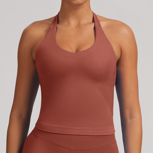 Canotta seamless con spalline larghe Sculptline, colore Rame Caramello
