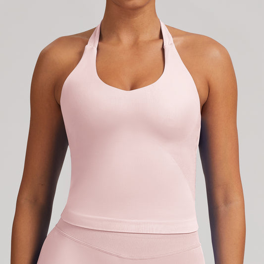 Canotta seamless con spalline larghe Sculptline, colore Rosa Perla