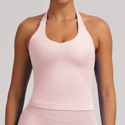 Canotta seamless con spalline larghe Sculptline, colore Rosa Perla