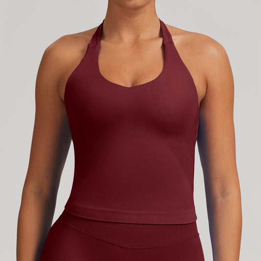 Canotta seamless con spalline larghe Sculptline, colore Rosso Vino