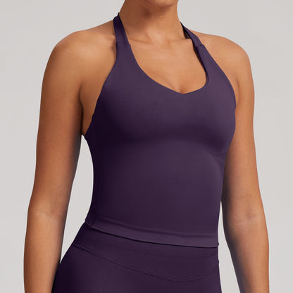 Canotta seamless con spalline larghe Sculptline, colore Viola Uva