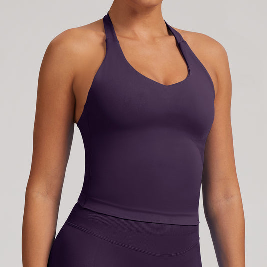 Canotta seamless con spalline larghe Sculptline, colore Viola Uva