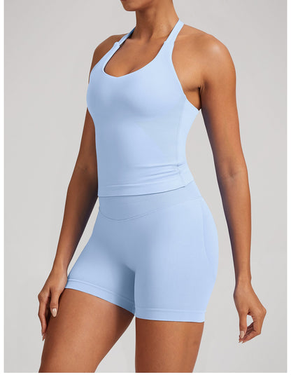 Canotta Larga Sculptline™ Seconda Pelle — Azzurro Ghiaccio, indossato (1)