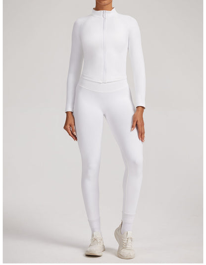Giacca Zip Sculptline™ Seconda Pelle — Bianco, indossato (1)