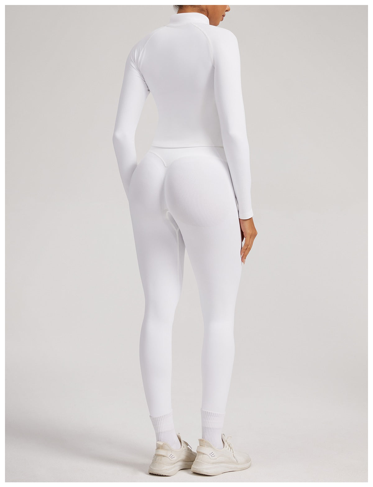 Giacca Zip Sculptline™ Seconda Pelle — Bianco, indossato (2)