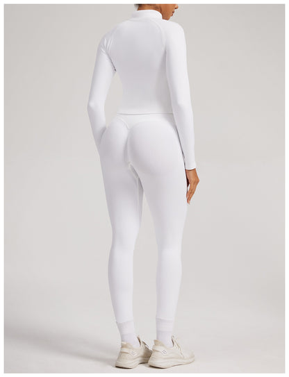 Giacca Zip Sculptline™ Seconda Pelle — Bianco, indossato (2)