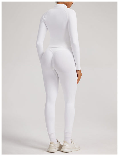 Giacca Zip Sculptline™ Seconda Pelle — Bianco, indossato (2)