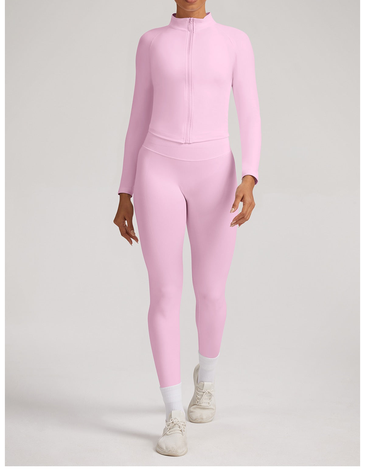 Giacca Zip Sculptline™ Seconda Pelle — Rosa, indossato (1)
