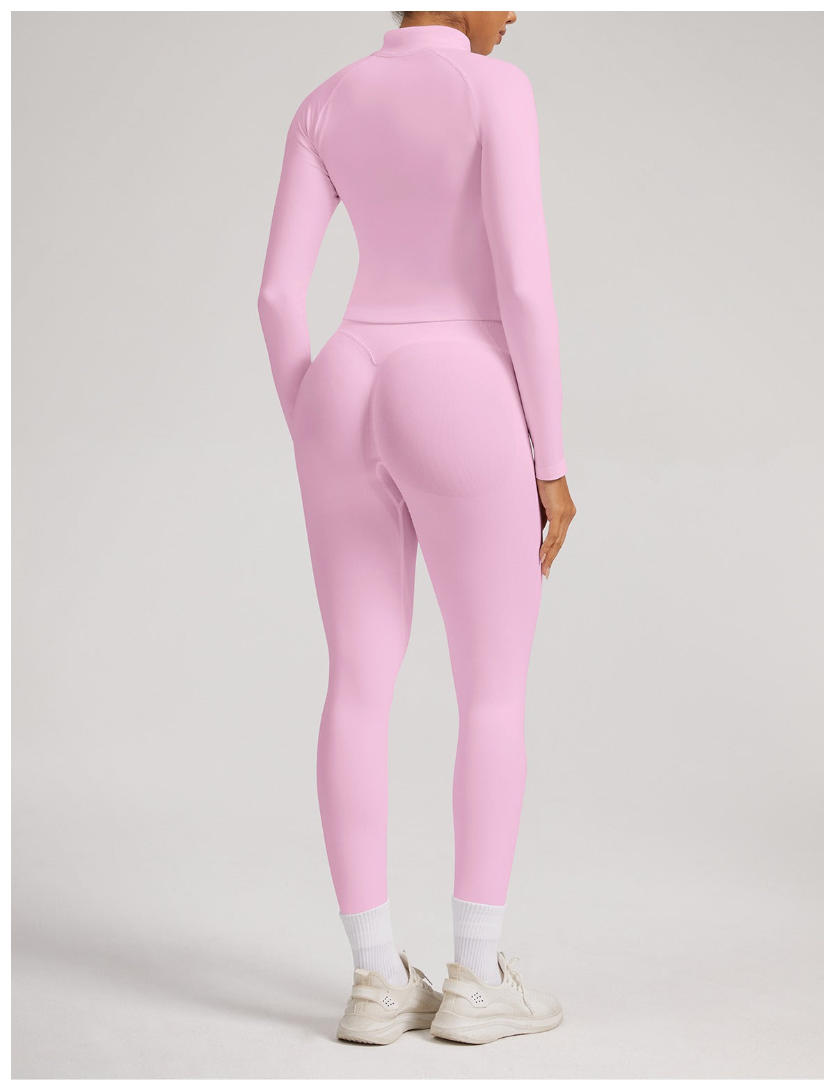Giacca Zip Sculptline™ Seconda Pelle — Rosa, indossato (2)