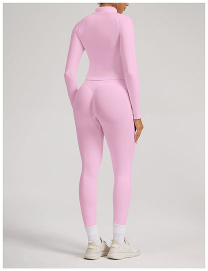 Giacca Zip Sculptline™ Seconda Pelle — Rosa, indossato (2)